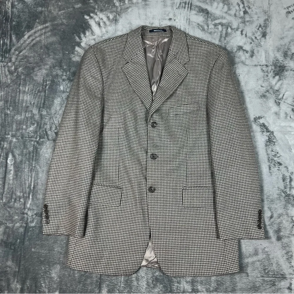 Chaps Ralph Lauren Men's 39R Grey Black Houndstooth Sport Coat‎ Blazer Jacket